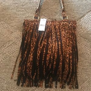 Steve Madden Leopard Fringe Handbag